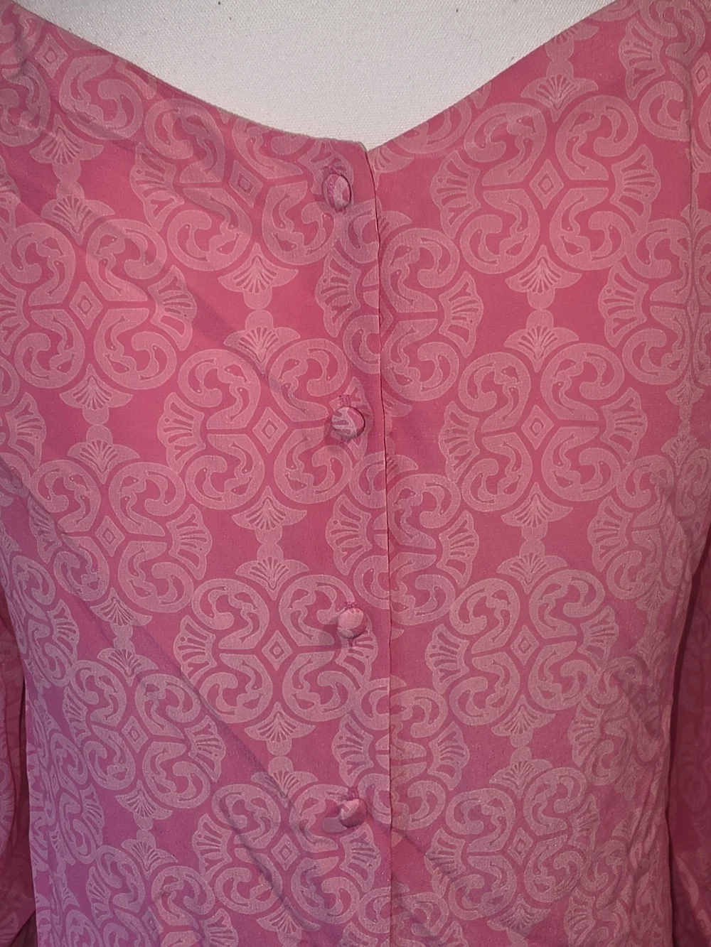 Lilly Pulitzer Pink Patterned Boatneck Puff 3/4 Sleeve Blouse Women's Size 2